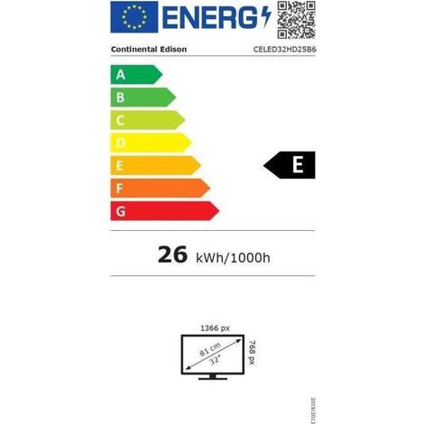 Televisore LED CONTINENTAL EDISON CELED32HD25B6 32" HD 2xHDMI 2xUSB Nero