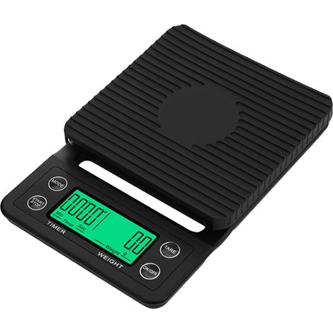 Balance à café électronique 5 kg, haute précision, affichage numérique LCD, minuteur, outil de pesage du café, balance de cuisine au 0,1 g avec minuteur-AquaForge (1/5)