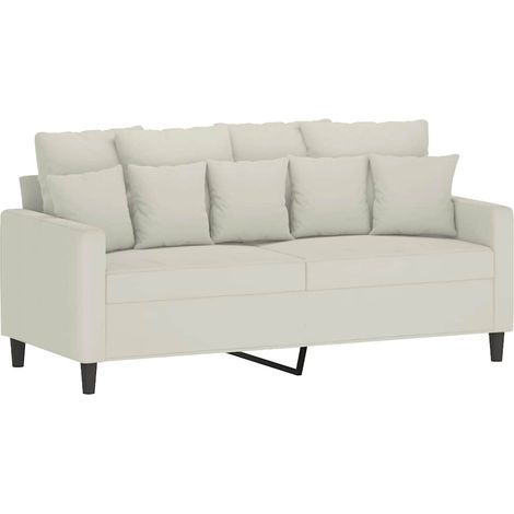 Divano a 2 Posti Sofa crema 140 cm in Velluto (1/5)
