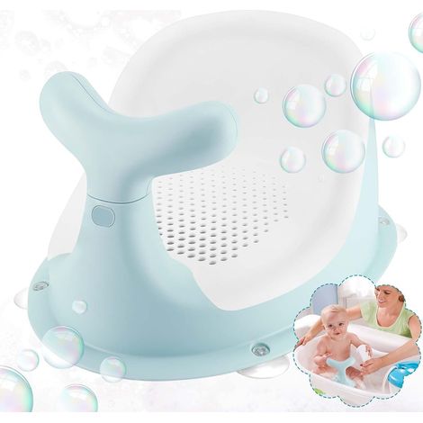 Siège de Bain Bébé - 1 Unité - Plastique et Silicone - Ventouses Antidérapantes - Baignoire Universelle - Vert (1/5)