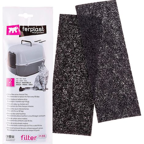 filtri carbone attivo lettiera gatto ferplast "l135" 20x7x0,2 cm (1/4)