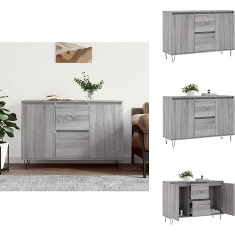 Sideboard Grau Sonoma 104x35x70 cm Holzwerkstoff - Schreibtisch - Wohnzimmermöbel - Sideboard - Grau Sideboard - Holzschrank (1/5)