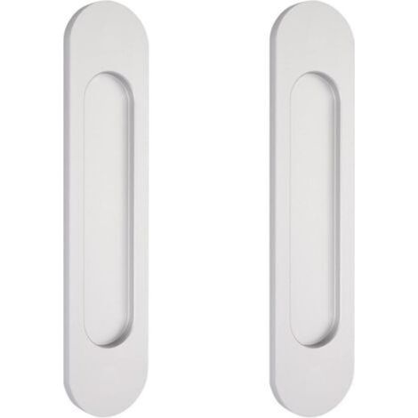 2 ovale, silberfarbene, selbstklebende Schiebetürgriffe, 15 cm, flächenbündige Türgriffe aus Aluminium, für Schiebetüren, Fenster und Schränke ohne Bohren