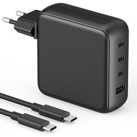 Chargeur USB C 100 W, Bloc Chargeur USB-C à 4 Ports Prise PPS, Câble C vers C de 2 m Inclus (1/5)