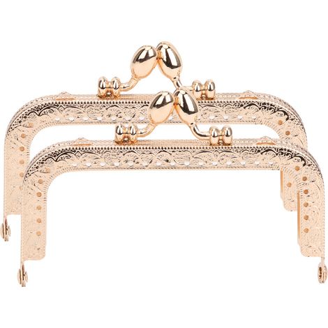Cadre De Sac Carré - Métal Doré Clair - Pour Bricolage Couture Et Création Portefeuille - Lot De 2 Pièces