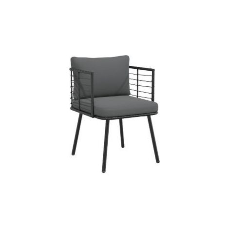Chaise de jardin avec coussins noir résine tressée (1/5)