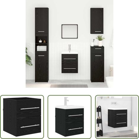 Armoire murale - Armoire d'évier Chêne noir 38,5 x 41 x 48 cm Bois d'ingénierie (1/5)