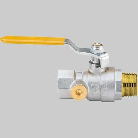 VALVOLA SFERA GAS M/F CON DUE PRESE PRESSIONE LEVA ACCIAIO - 3/4