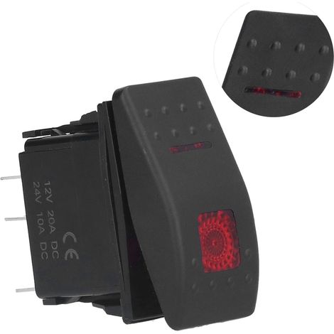 2 Stück wasserdichte Kippschalter Ein/Aus für Pkw, Boote, Lkw, 5-polig, 12–24 V, rotes Lichtmodell (1/5)