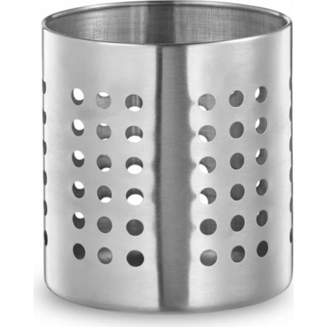 Pot de cuisine perforé en acier inoxydable – 12,2 x 13 cm – Organisateur pratique pour ustensiles de cuisine (1/5)