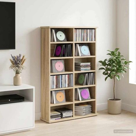 vidaXL Meuble CD Chêne Sonoma 60 x 17 x 92 cm Bois d'ingénierie (1/5)