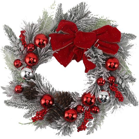 Couronne De Noel Artificielle 45 Cm 18 Pouces Decoration Fete Pour Porte Mur Table-KZQ (1/5)
