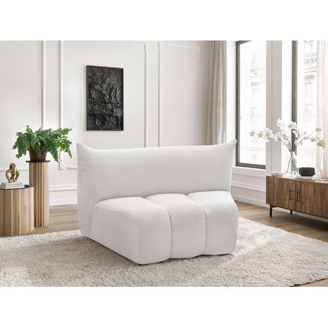 BOBOCHIC - Chauffeuse 1 place incurvée pour canapé modulable AZRA tissu bouclette   Blanc