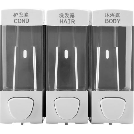 Wandmontiertes Seifen- und Shampoo-Spender-Set, 3-Kammer-Flüssiglotion-Spender, Badezimmeraccessoires (1/5)