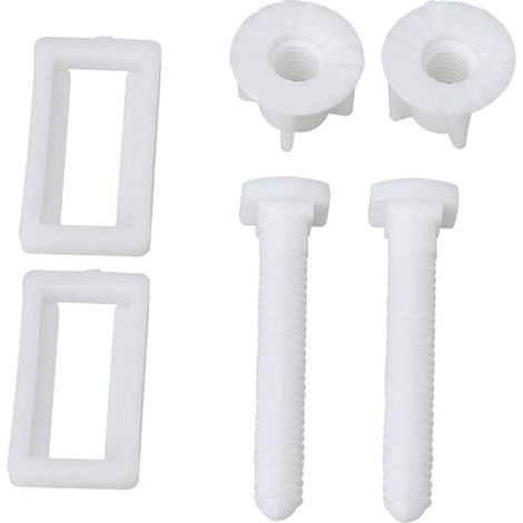 Rectangle Shape White Hinged Toilet Seat Bolts Screws Nuts Repair Tool (1/5)