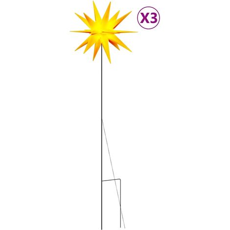 Lumières de Noël avec piquets 3 pcs LED pliable jaune 57 cm