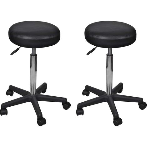 Taburetes de oficina 2 uds cuero sintético negro vidaXL (1/4)