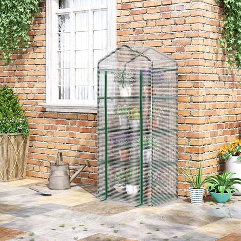 Serra da giardino mini con 4 ripiani 70x50x160 cm OKMYHOME (1/4)