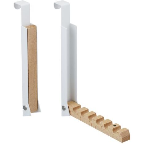 Portemanteau Pliable, Lot de 2, pour Porte de Max. 2 cm d’épaisseur, pour 6 cintres, Blanc