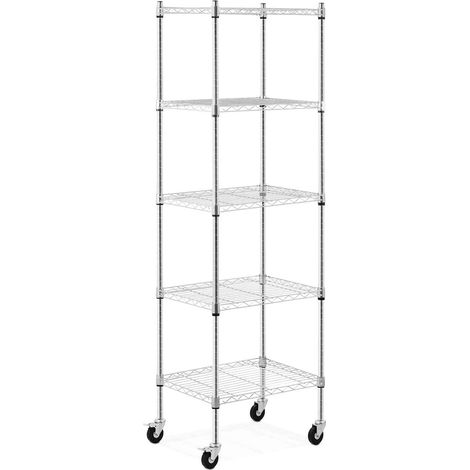 Scaffale in metallo 60 x 45 x 190 cm 50 kg 4 ruote scaffale autoportante scaffale portaoggetti in metallo 140005194