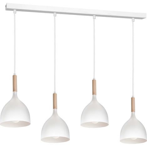 Lampada a sospensione bianca/legno Noak Wood 4xE27 Luminex