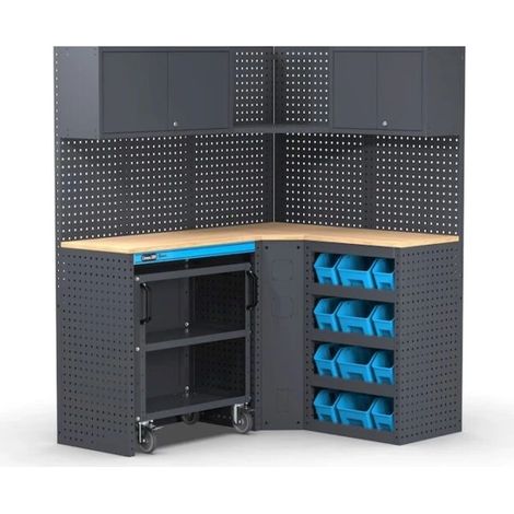 arredamento modulare per officina fami "linea 391" angolare in lamiera antracite 156+125,6x495x190 cm (1/4)