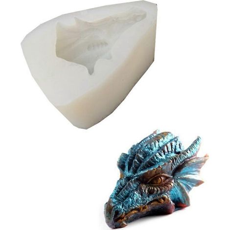 Moule en silicone 3D tête de dragon, bordure pour fondant et gâteau, moule à chocolat (1/4)
