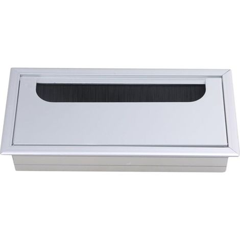 Cache-câbles épais et résistant en alliage d'aluminium pour dissimuler les boîtiers de câbles. Dimensions : 80 x 160 mm (couleur aluminium naturel). (1/4)