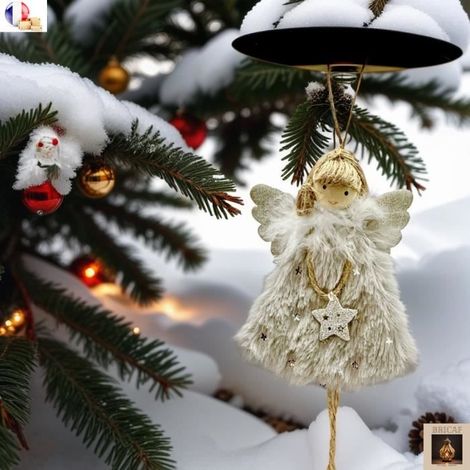 Pendentif ange pour sapin de Noël, décoration de fête, 16 x 10 cm, gris (1/4)