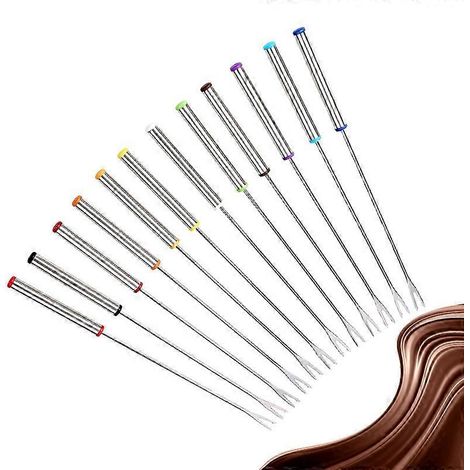 Lot de 12 fourchettes à dessert en acier inoxydable - Idéales pour le fromage, la viande et le chocolat (1/5)