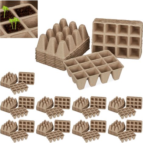 Pot jardinage en set, lot de 2040, pour plantes, carré, cellulose, diamètre : 5 cm, beige (1/5)