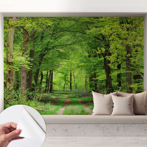 Selbstklebend Tapete - abwaschbar - Raumgestaltung Schlafzimmer Wohnzimmer Tapete Waldweg 208x146 cm (1/5)