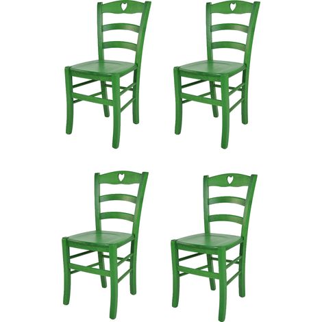 Tommychairs 4 Sillas Cuore en madera de haya anilina verde