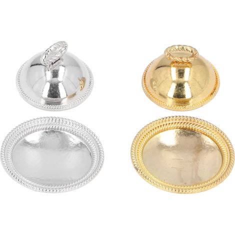 Lot de 2 mini plateaux alimentaires en alliage, accessoires miniatures réalistes pour maison de poupée, avec 2 couvercles, cadeau d'anniversaire pour enfants (1/5)