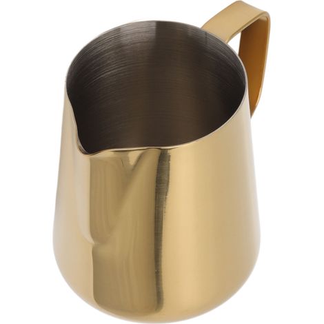 Pichet à lait en acier inoxydable 350 ml, doré, idéal pour les salons de thé et les cafés. (1/5)