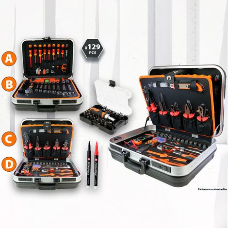 Fischer Darex – Coffret multi-outils 129 pièces – Tournevis à cliquet et douilles – Valise de rangement 42x18x49cm – Poids 11.8kg (1/5)