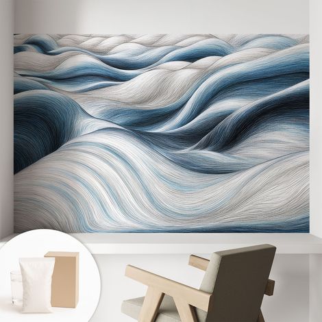 Papier peint intissé avec imprimé pour intérieur moderne application facile a motif - Colle incluse gratuite Vagues douces 104x70 cm (1/5)