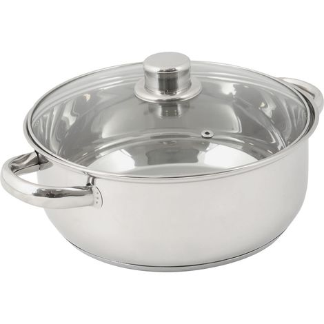 Faitout Inox 4L Ø24 cm avec Couvercle Verre Tous Feux dont Induction Cuisine Saine Sans PFAS Idéal Mijotés Daubes et Soupes Gamme Olympe (1/3)