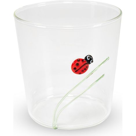 WD LifeStyle Bicchiere Vetro Borosilicato Cc 250 ml Decoro Coccinella