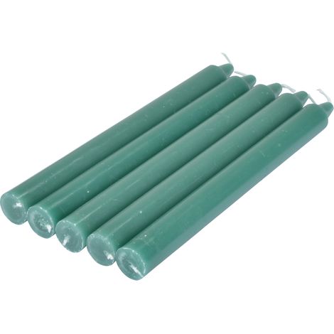 Douceur D'Intérieur – Lot de 5 bougies chandelier 20 cm – Couleur vert uni – Sans parfum – Décoration intérieure moderne