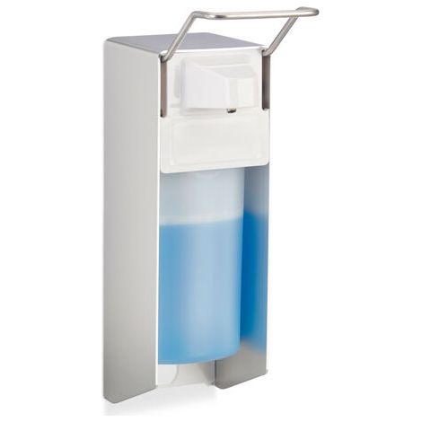 Distributeur de Savon Mural 500 ml, porte-savon rechargeable, produit désinfectant, blanc (1/5)