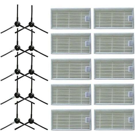 10 brosses latérales + 10 filtres HEPA pour aspirateur robotique Lidl SilverCrest SSR 3000 A1 (1/4)