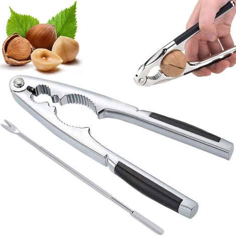 Casse-noix métallique pour noix, noisettes, amandes, noix du Brésil ou autres fruits à coque (sachet à bulles, une pince à aiguille). (1/3)