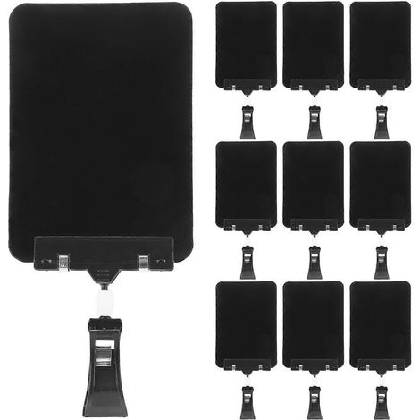 Lot de 10 présentoirs de prix pour supermarché avec pince, support publicitaire et promotionnel-24.00X10.00X2.30CM-Black (1/4)