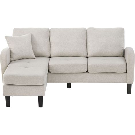 Divano angolare a L con chaise longue 3 posti 166 x 118 x 77 cm in cotone e lino (1/5)