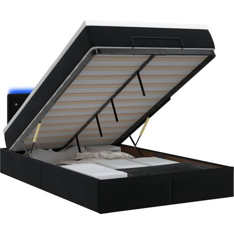 Letto Ottomano con Materasso e LED Nero 120 x 190 cm Velluto vidaXL (1/5)