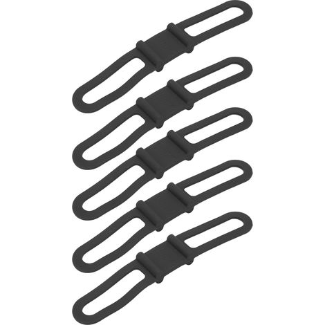 DUUTI 5er-Pack Silikon-Fahrradlichtbänder für Stirnlampen, vielseitige Lenkerhalterung und sichere Befestigung für Fahrräder – Schwarz (1/5)