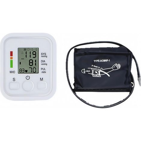 Tensiomètre Bras - Écran LCD Grand Format - Fonction Voice Anglaise - Technologie Gonflage Intelligent - Mémoire 2x99 - Cuff Réglable - Alimentation Batterie ou Secteur