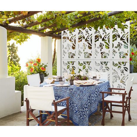 ADENIUM - Panneau ajouré en PVC - Brise-soleil - Couleur : blanc - Dimension : 47x94 cm