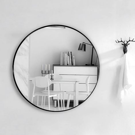 Miroir Mural Suspendu, Miroir Rond en Verre HD pour décorer, Salle de Bain, Salon Chambre ,50x50cm